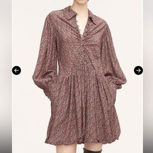 Rebecca Taylor Wren Fleur Silk Long Sleeve Shirt Dress  NWT Size 2